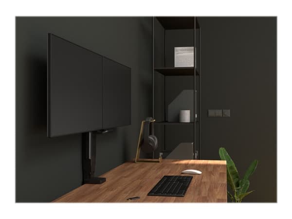 Multibrackets M Slim Basic Dual - Monteringssett - leddelt - for 2 LCD-display / bøyd LCD-display - svart - skjermstørrelse: 17"-32" - skrivebordsmon
