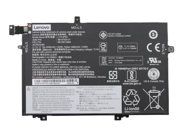 LG Chem - Kannettavan tietokoneen akku - Litiumioni - 3-kennoinen - 4050 mAh - 45 Wh - FRU - ThinkPad L14 Gen 1; L14 Gen 2; L15 Gen 1; L15 Gen 2; L49
