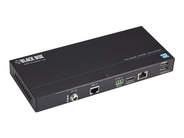 Black Box VX1000 Series Extender Receiver - 4K, HDMI, CATx, USB - Utvider for video/lyd/infrarød/USB/seriell/nettverk - mottaker - CATx - USB - opp t
