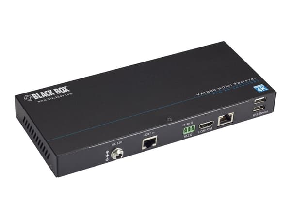 Black Box VX1000 Series Extender Receiver - 4K, HDMI, CATx, USB - Utvider for video/lyd/infrarød/USB/seriell/nettverk - mottaker - CATx - USB - opp t