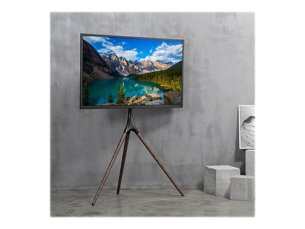 TECHly - Stativ - tripod - for flatpanel - mørk valnøttfarge - skjermstørrelse: 45"-65" - plassering på gulv