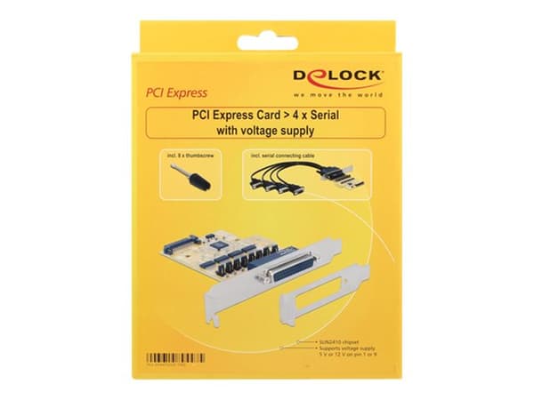 Delock PCIe x1 seriell 4x RS-232 med strømforsyning (89447)