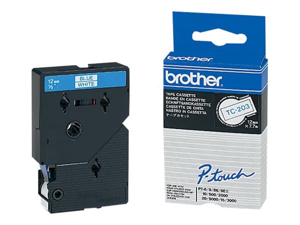 Brother - Hvit, blå - Rull (1,2 cm x 7,7 m) 1 stk skriverteip - for P-Touch PT-15, PT-20, PT-2000, PT-3000, PT-500, PT-5000, PT-6, PT-8, PT-8E