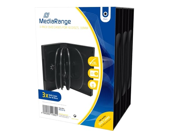 MediaRange BOX35-10, DVD-etui, 10 disker, Sort, Plast, 120 mm, RoHS