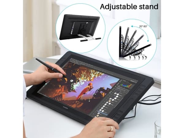 HUION Kamvas Pro 20, Koblet med ledninger (ikke trådløs), 5080 Ipi, 434,88 x 238,68 mm, USB, 1 cm, 49,5 cm (19.5")