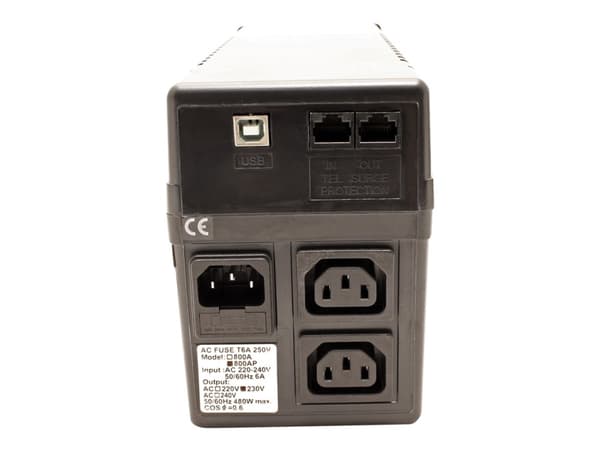 VALUE 800 - UPS - AC 230 V - 480 watt - 800 VA - USB - utgangskontakter: 2 - svart