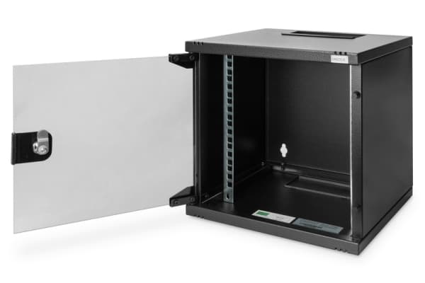 Digitus DN-10-06U-B, Seinään asennettava laitekehikko, 6U, 30 kg, Näppäinlukko, 5,33 kg, Musta