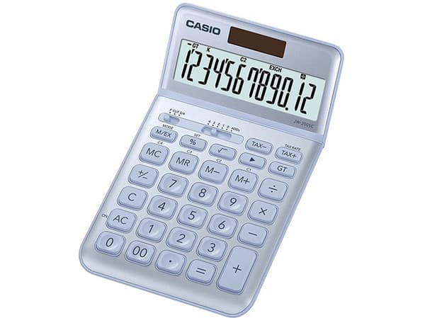 Casio JW-200SC - Skrivebordskalkulator - 12 sifre - solpanel, batteri - blå