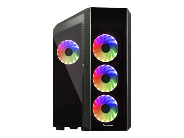 Chieftec Gamer Series SCORPION 3 - Tower - ATX - genomskinlig sidopanel (härdat glas) - ingen strömförsörjning (ATX) - svart - USB/ljud