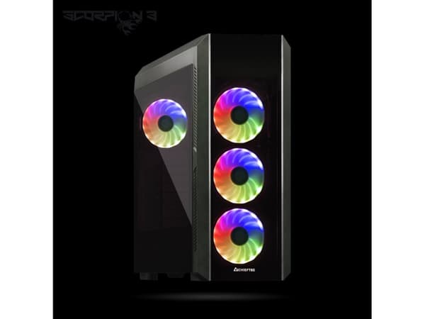 Chieftec Gamer Series SCORPION 3 - Tower - ATX - genomskinlig sidopanel (härdat glas) - ingen strömförsörjning (ATX) - svart - USB/ljud