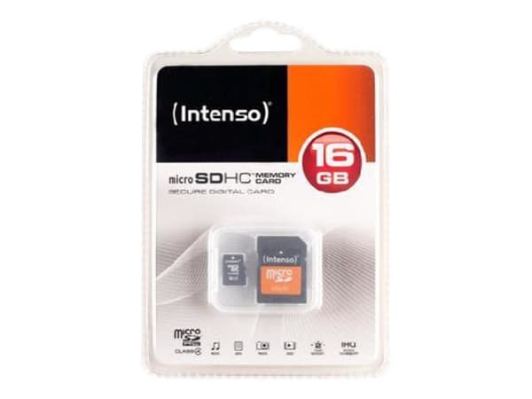 Intenso - Flashminnekort (microSDHC til SD-adapter inkludert) - 16 GB - Class 4 - 140x/34x - microSDHC
