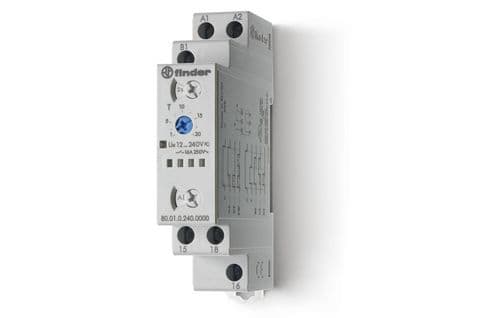 Finder 80.01.0.240.0000, Grå, 16 A, CE, 12 - 240 V, 50 - 60 Hz, -10 - 50 °C