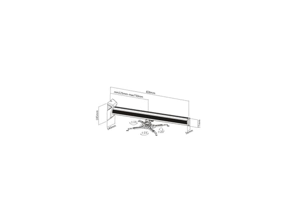 InLine 23139A, Seinä, 16 kg, Musta, Metalli, -15 - 15°, 30°