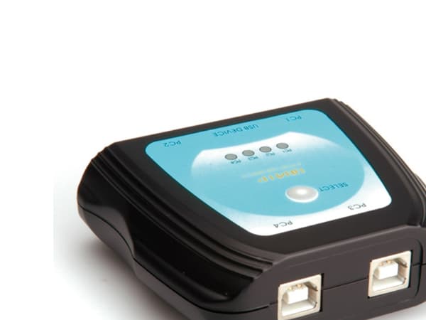 VALUE Manual USB 2.0 Printer Switch, Koblet med ledninger (ikke trådløs), 70 x 25 x 90 mm, 4 x USB