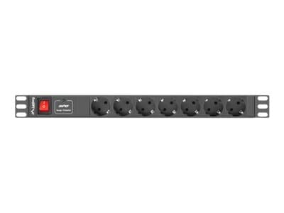 Lanberg - Strømfordelerenhet - AC 220-250 V - inngang: power CEE 7/7 - utgangskontakter: 7 (Europlug) - 1U - 19" - 2 m kabel - svart Sort