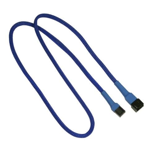 Nanoxia - Forlengelseskabel for viftestrømforsyning - 3-pins Molex (hunn) til 3-pins Molex (hann) - 60 cm - blå