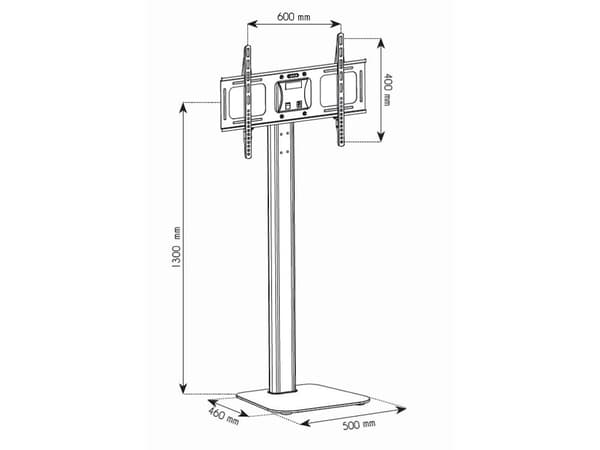 Techly ICA-TR11, 177,8 cm (70"), 50 x 50 mm, 600 x 400 mm, -10 - 5°, Alumiini, Musta, Hopea