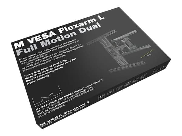 Multibrackets M VESA Flexarm L Full Motion Dual - Konsol - justerbar arm med full rörlighet - för LCD-display - svart - skärmstorlek: 45"-75" - väggm