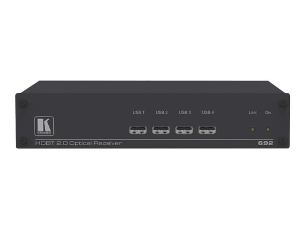 Kramer 692 4K60 4:2:0 HDMI MM/SM Fiber Optic Receiver with USB, Ethernet, RS-232, IR & Stereo Audio over Ultra-Reach HDBaseT 2.0 - Video/ljud/infrarö