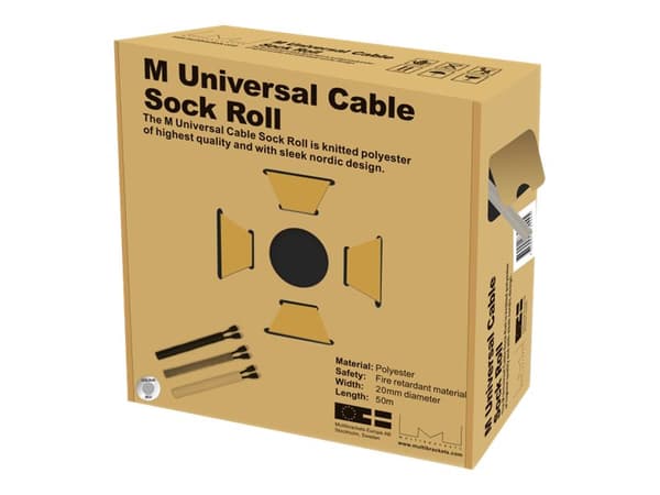 Multibrackets M Universal Cable Sock Roll 20 mm x 50 m - Kabelordner - sølv