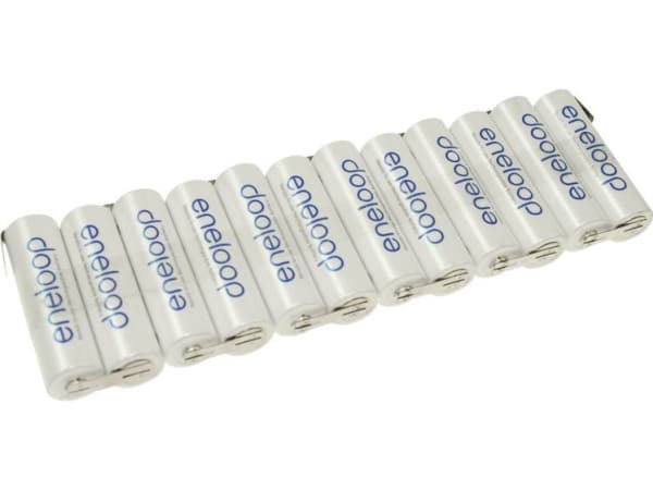 Panasonic eneloop Reihe F1x12 Batteripakke Celletal: 12 Batteristørrelse: R6 (AA) U-loddefane NiMH 14.4 V 1900 mAh