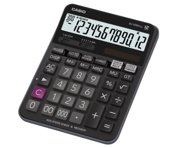 Casio DJ-120D Plus - Skrivebordskalkulator - 12 sifre - solpanel, batteri