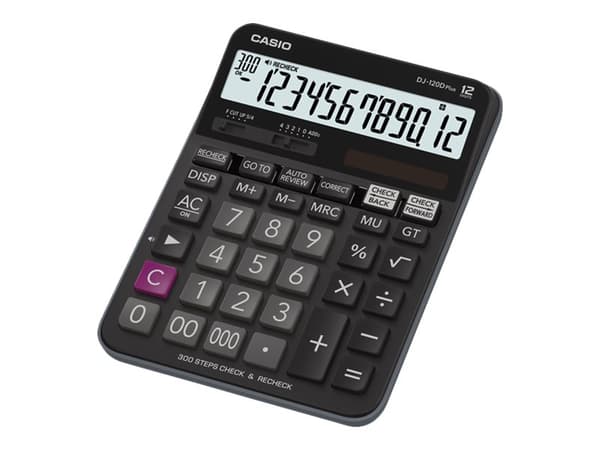 Casio DJ-120D Plus - Skrivebordskalkulator - 12 sifre - solpanel, batteri