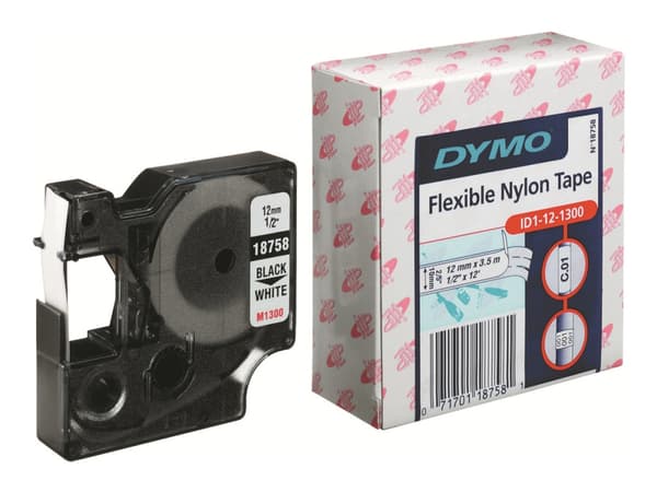 DYMO RhinoPRO - Nylon - vit - Roll (1.2 cm x 3.5 m) 1 kassett(er) flexibel tape - för DYMO ILP219; LabelMANAGER 150, 450; LabelPOINT 250; Rhino 6000;