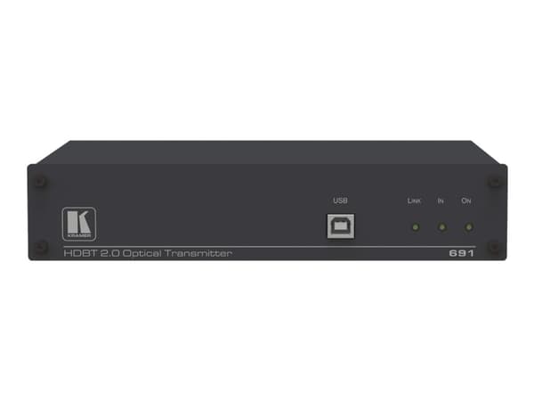 Kramer 691 4K60 4:2:0 HDMI MM/SM Fiber Optic Transmitter with USB, Ethernet, RS-232, IR & Stereo Audio over Ultra-Reach HDBaseT 2.0 - Utvider for vid
