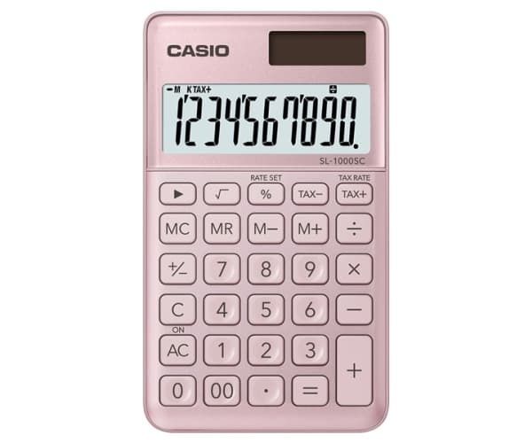 Casio SL-1000SC - Lommekalkulator - 10 sifre - solpanel, batteri - rosa