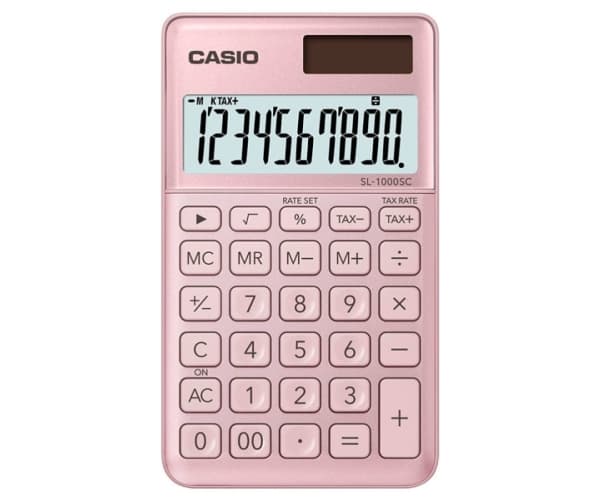 Casio SL-1000SC - Lommekalkulator - 10 sifre - solpanel, batteri - rosa
