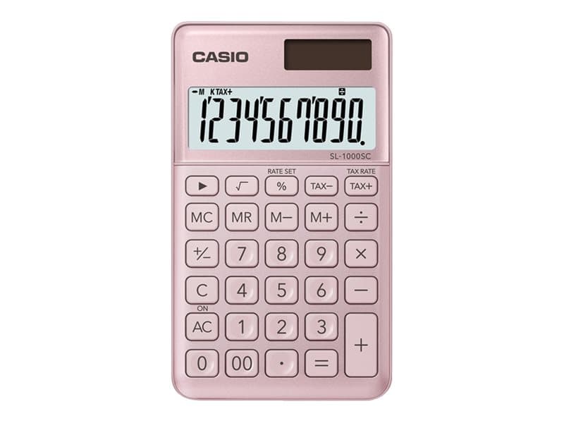 Casio SL-1000SC - Fickkalkylator - 10 siffror - solcellspanel, batteri - rosa