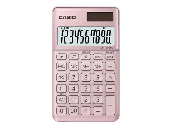 Casio SL-1000SC - Fickkalkylator - 10 siffror - solcellspanel, batteri - rosa