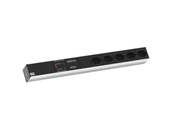 Bachmann 19" IT Basic, Grundläggande, 1U, 5 AC-utgångar, Typ J, 2 m, Överspänning