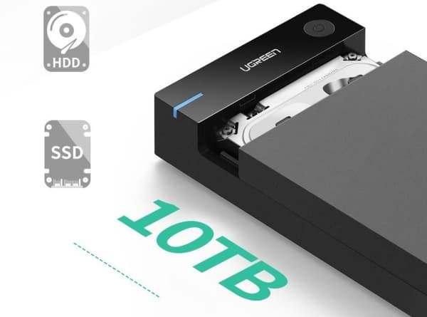 Ugreen 50422, HDD- / SSD kabinett, 2.5/3.5", SATA, Serial ATA II, Serial ATA III, 5 Gbit/s, USB-anslutning, Svart