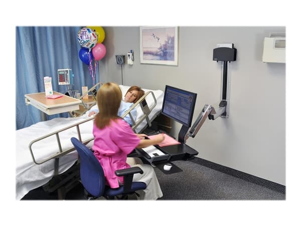 Ergotron StyleView Sit-Stand Combo System with Worksurface, 14,5 kg, 61 cm (24"), 75 x 75 mm, 100 x 100 mm, Alumiini