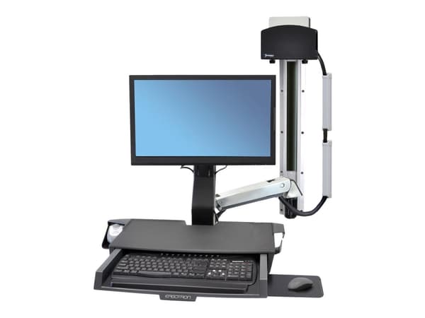 Ergotron StyleView Sit-Stand Combo System with Worksurface, 14,5 kg, 61 cm (24"), 75 x 75 mm, 100 x 100 mm, Alumiini
