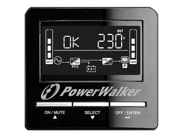 PowerWalker VI 1500 CW FR - UPS - AC 162 - 290 V - 1050 Watt - 1500 VA - 9 At - RS-232, USB - lähtöliittimet: 3