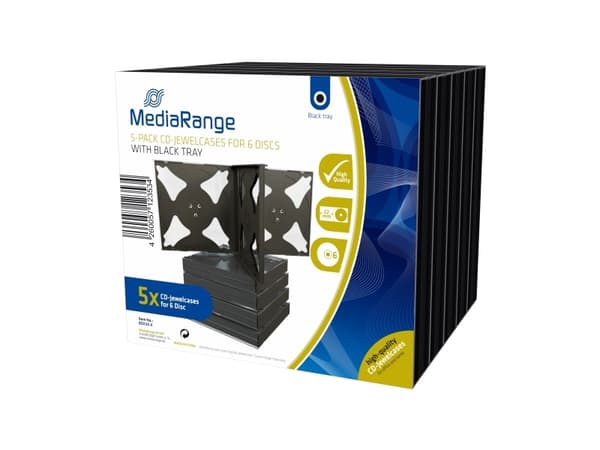 MediaRange BOX34-6, Smykkeskrin, 6 disker, Sort, Plast, 120 mm, RoHS