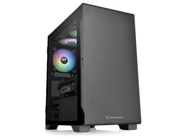 Thermaltake S100 TG - Tower - micro ATX - genomskinlig sidopanel (härdat glas) - ingen strömförsörjning (PS/2) - svart - USB/ljud