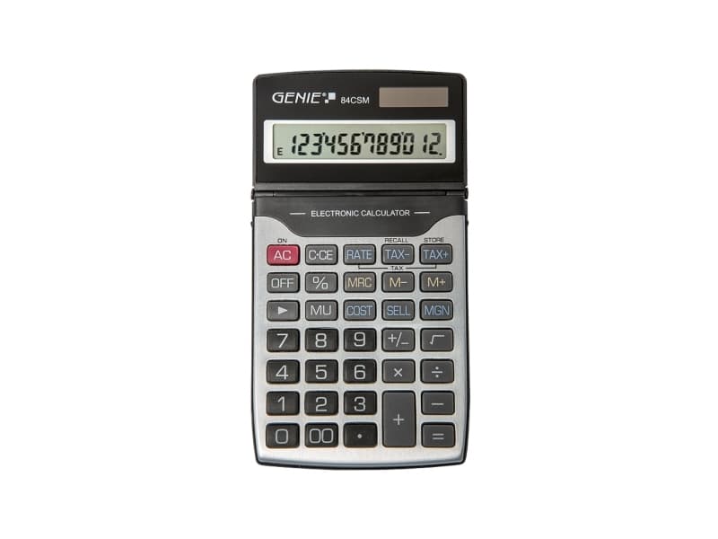 Genie 84 CSM, Skrivbord, Vetenskapsfunktion, 12 siffror, Visa tippning, Batteri/solcell, Svart, Silver