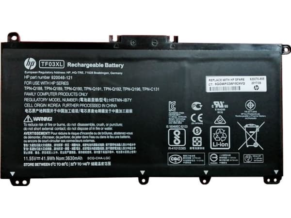 HP - Batteri til bærbar PC - litiumion - 3-cellers - 3.6 Ah - 41 Wh - for Pavilion Laptop 14, 15, 17