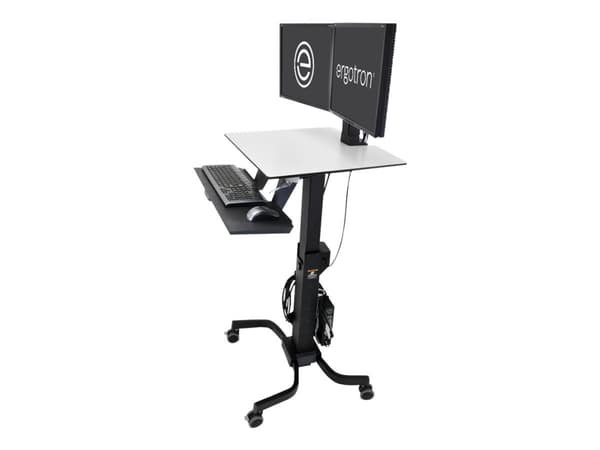 Ergotron WorkFit-C Dual - Sittande/stående arbetsstation - mobil - rektangulär - grå - svart bas