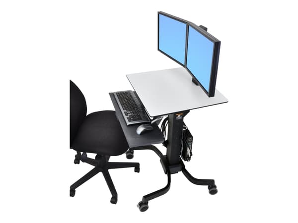 Ergotron WorkFit-C Dual - Sittande/stående arbetsstation - mobil - rektangulär - grå - svart bas