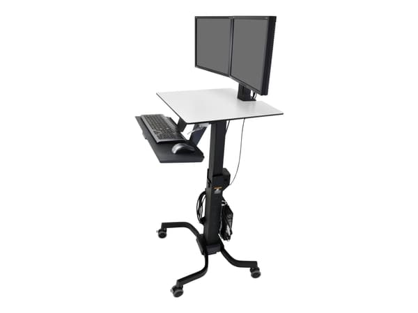 Ergotron WorkFit-C Dual - Sittande/stående arbetsstation - mobil - rektangulär - grå - svart bas
