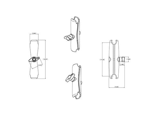 RAM RAM-D-201U-E - Støttearm - svart pulverjakke - for P/N: RAM-D-111BU, RAM-D-202U, RAM-D-202U-24, RAM-D-202U-25, RAM-D-235U, RAM-D-247U-25