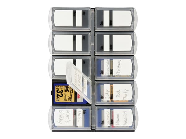 Hama Memory Card Organizer - Lagringsveske - kapasitet: 10 minnekort - svart, gjennomsiktig