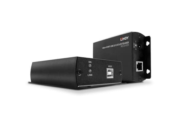 Lindy 42710, Sender og Mottaker, Koblet med ledninger (ikke trådløs), 140 m, Cat5e, Cat6, Sort, Aluminium