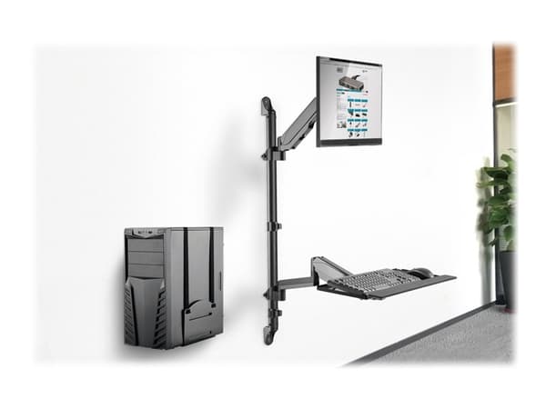 DIGITUS DA-90372 - Monteringssett (CPU-veggmontering, sit/stand workstation mount) - for LCD-skjerm / PC-utstyr - svart - skjermstørrelse: 17"-32" -