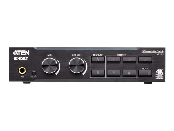 ATEN VP1421 - 4x2 matrisesvitsje / skalerer / lyd-DSP / HDBaseT-omformer